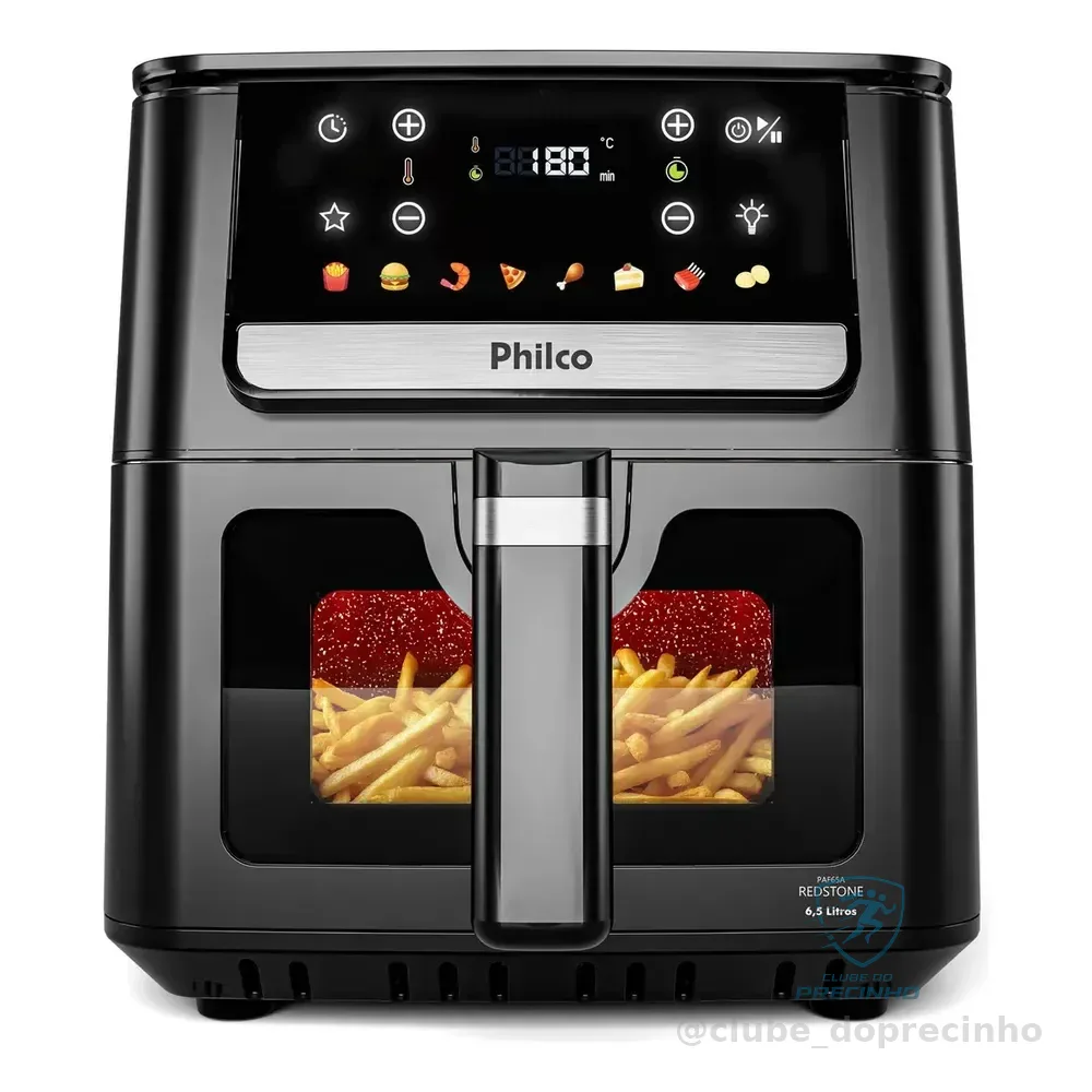 Air Fryer Philco 6,5l Visor Glass E Redstone 1700w Paf65a Preto 127v