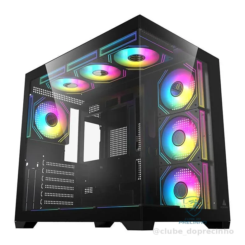 Gabinete Gamer Acegeek Omniview, Mid-Tower, Lateral de Vidro, Preto, AG-OMNIVIEW-BK