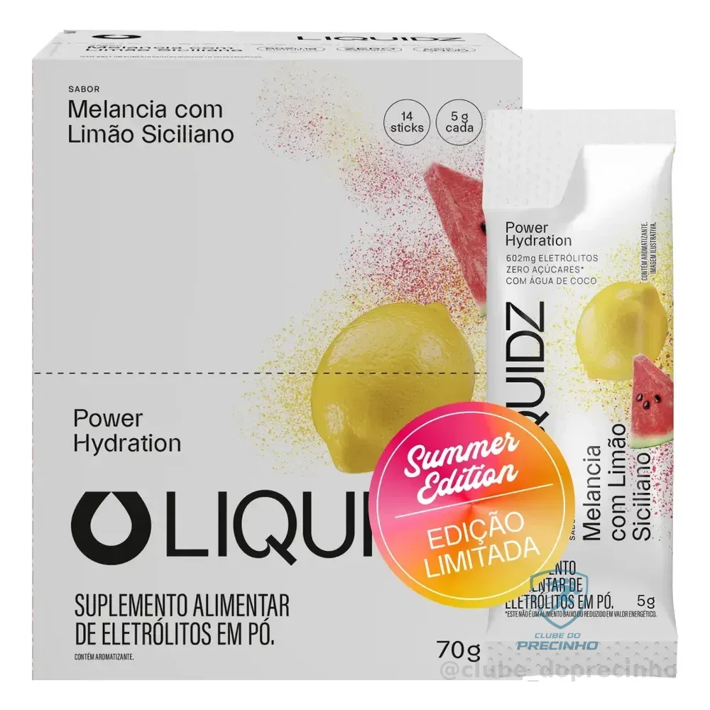 Liquidz Eletrólitos Zero Açúcar Melancia Com Limão 14 Sachês