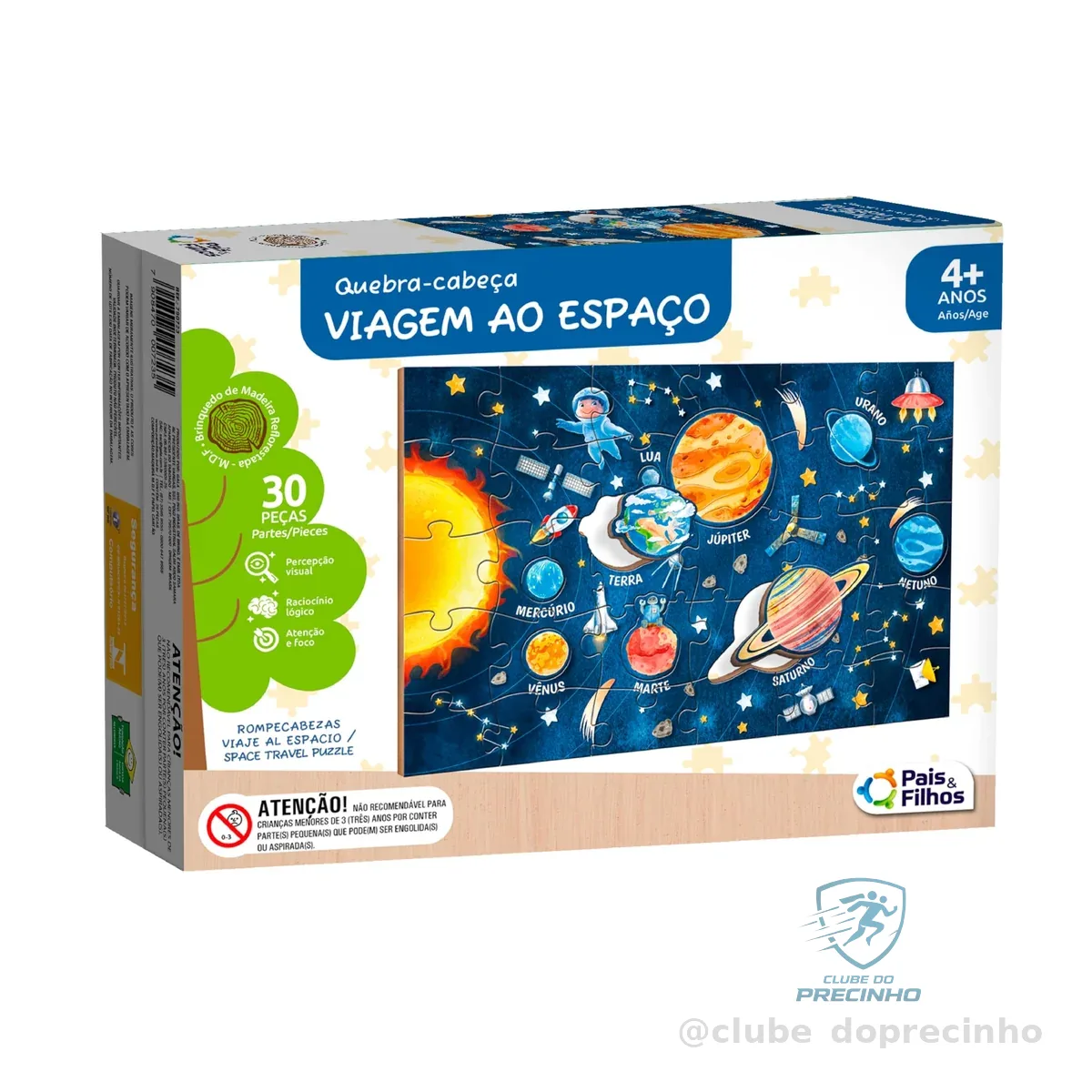 Pais & Filhos | Quebra-Cabeça Viagem Ao Espaço 30 Peças | Brinquedo Educativo 4+ | Coordenação Motora e Raciocínio | Tema Astronauta e Planetas
