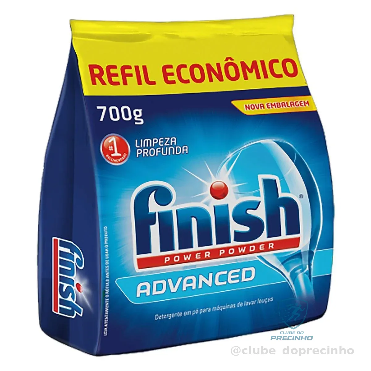 Finish Advanced Detergente para Lava Louças em Pó, Limpeza Profunda, Refil 700g