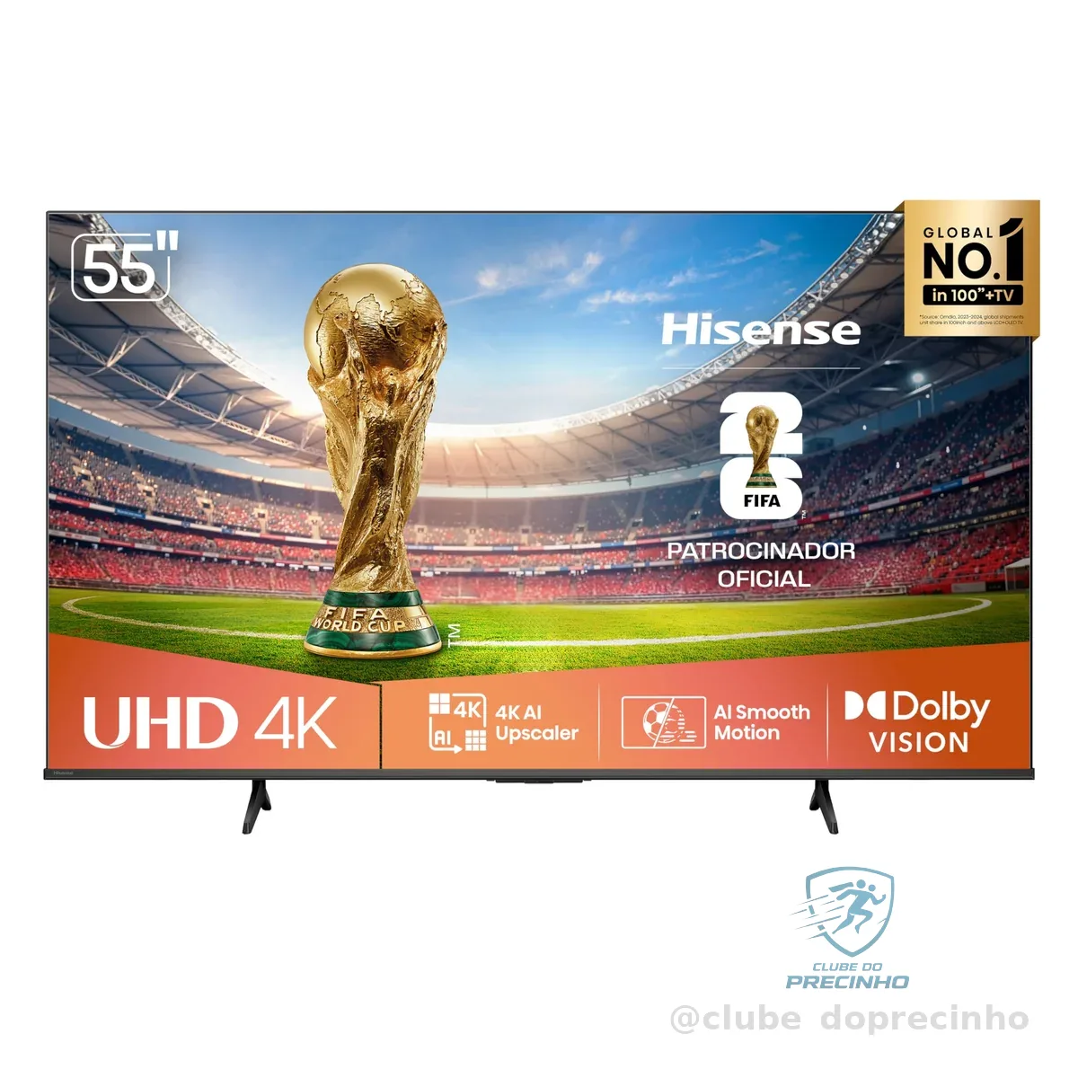 Hisense Smart TV 4K 55" Polegadas 55A6NV com Dolby Vision, HDR10, HLG, Dolby Gaming, Film Maker, DTS Virtual X, Compatibilidade Alexa e Google Home