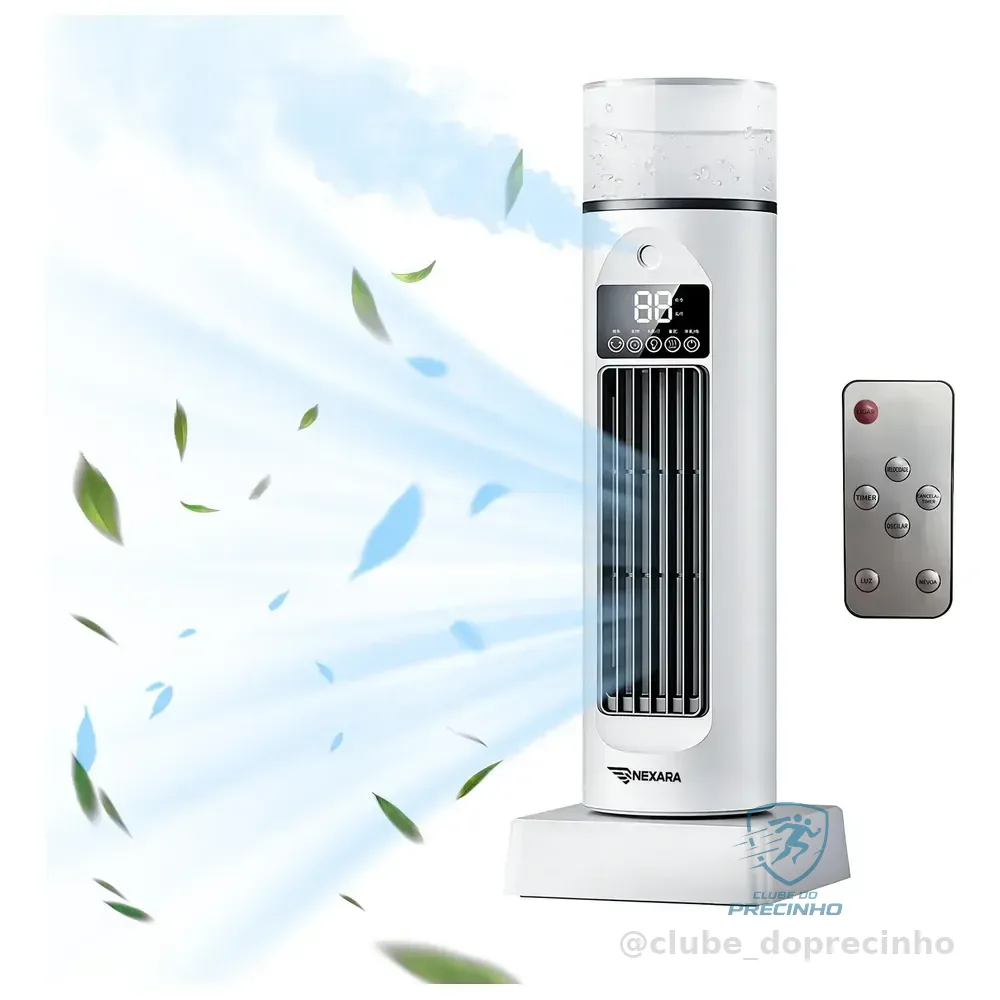 Ventilador De Mesa Com Umidificador -  Controle Remoto 9 Cm Branco 127/220v Plástico