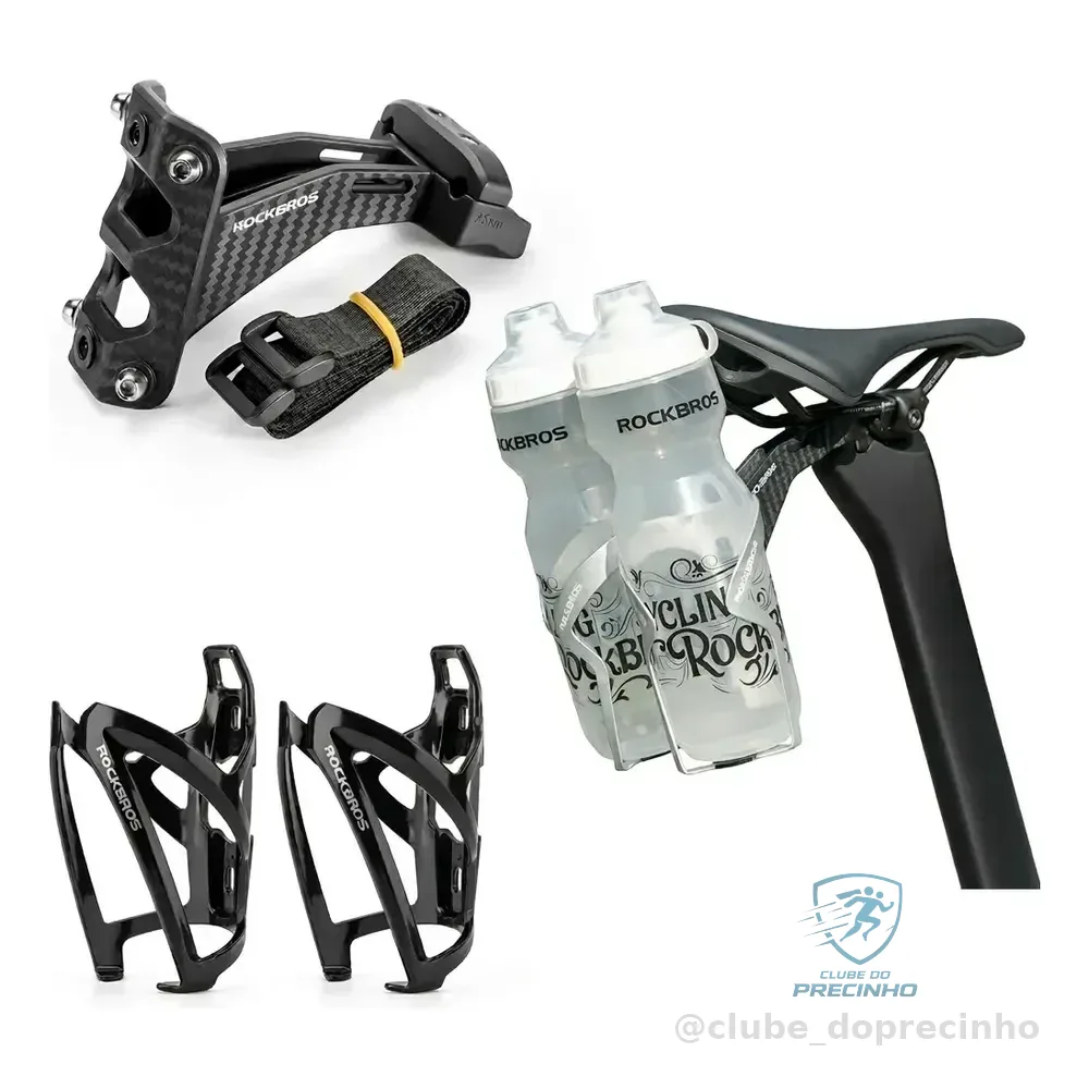 Suporte De Selim Caramanhola Dupla + 2 Suportes Caramanhola Preto