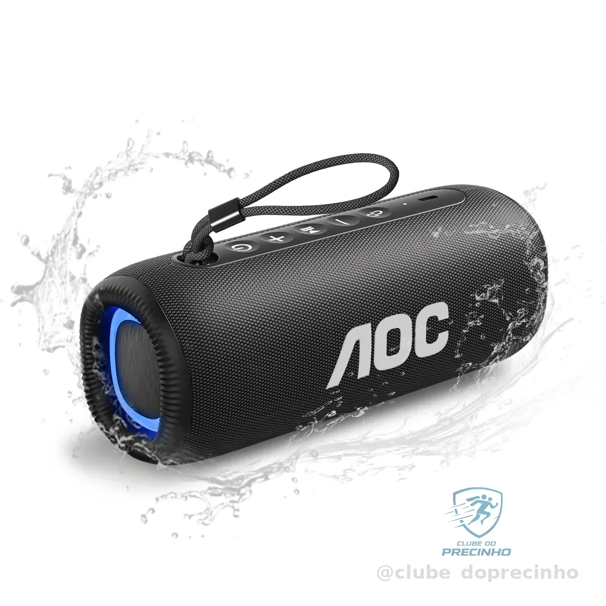 AOC ACS5311 Caixas de Som Portáteis Bluetooth 37W, Alto-Falante Portátil IP67 à Prova D'água, Múltiplas luzes RGB, Som Potente, Graves Profundos, 12h de Reprodução, Suporte BT/TWS