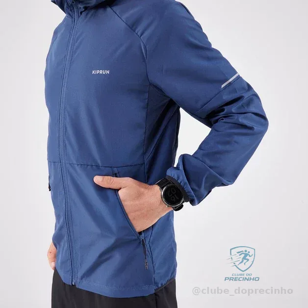 Jaqueta Masculina de Corrida Corta vento Run 100 Kiprun Azul