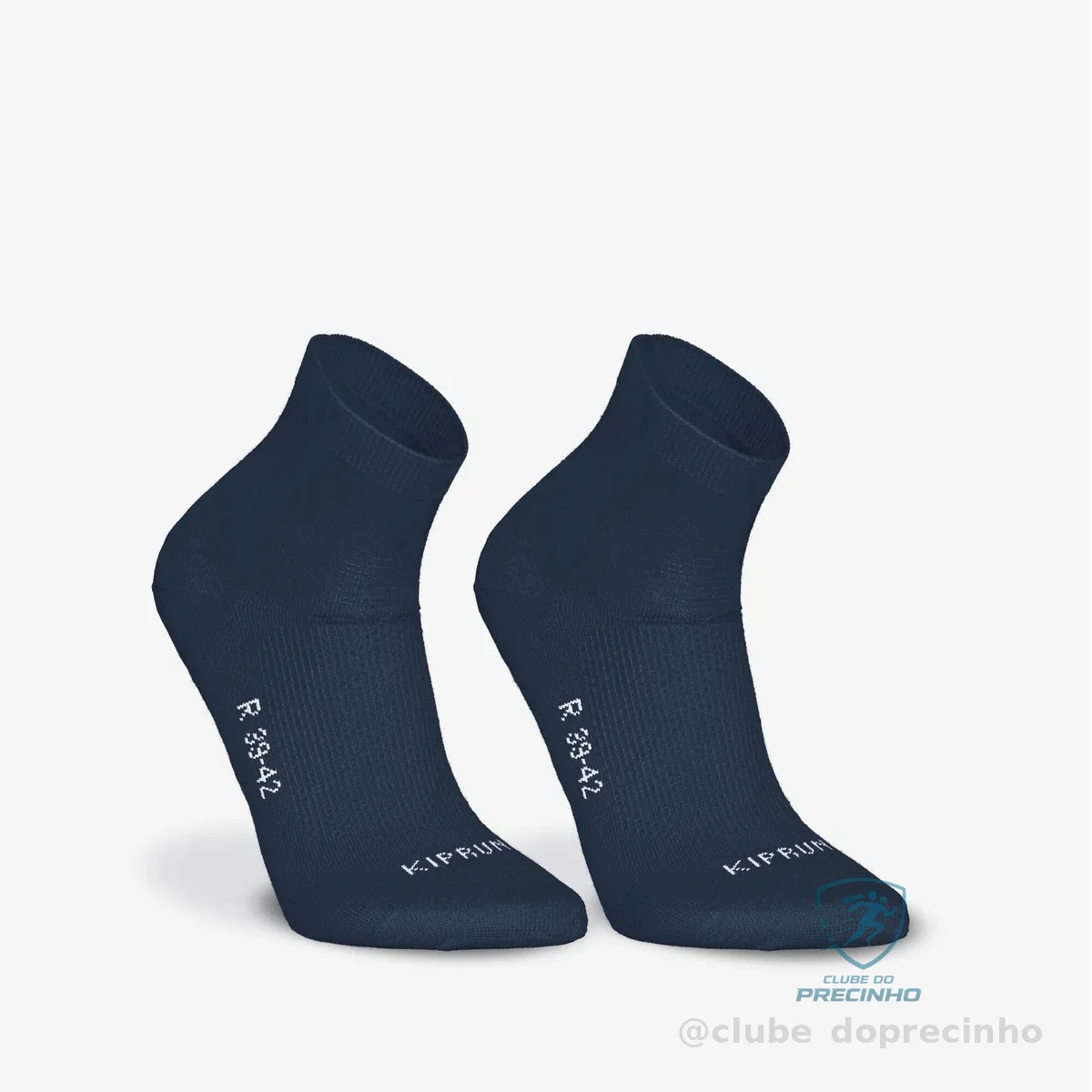 Kit 2 Pares de Meias Adultas para Corrida Cano Médio RUN500 Kiprun Azul Marinho