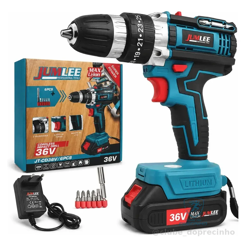 Parafusadeira E Furadeira À Bateria 36v Sem Fio Bivolt Azul-celeste 50hz/60hz 127/220v Azul-celeste 127/220v 50hz/60hz