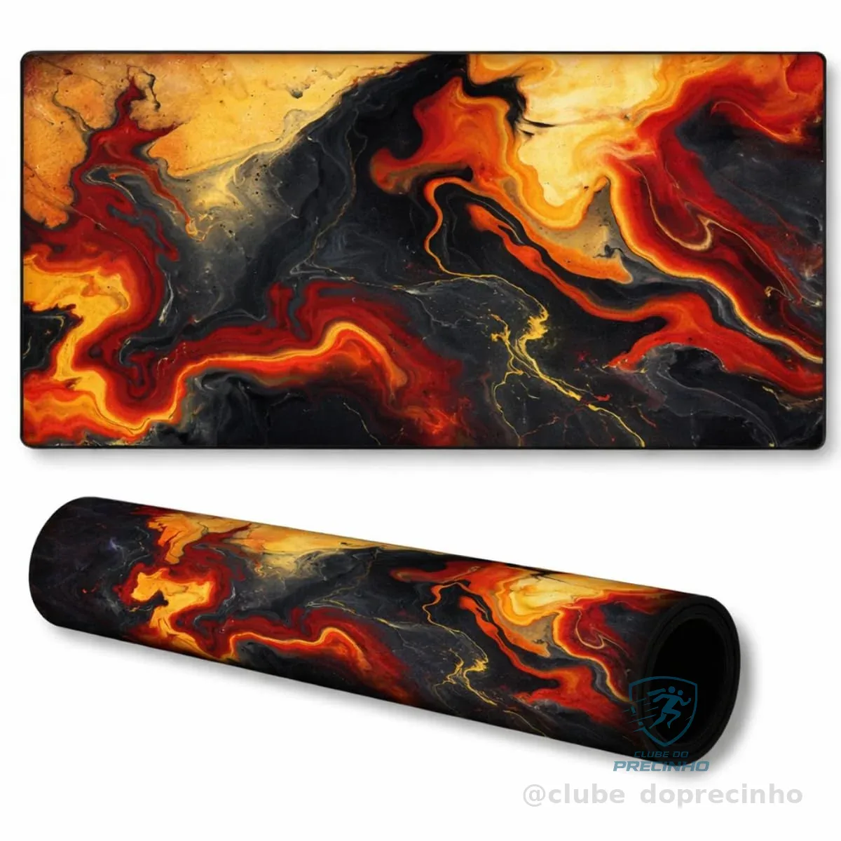 Mousepad Grande 70x35 cm Profissional Speed Antiderrapante Base Emborrachada Confortável Macio Borda Costurada Premium (Abstrato Vermelho)