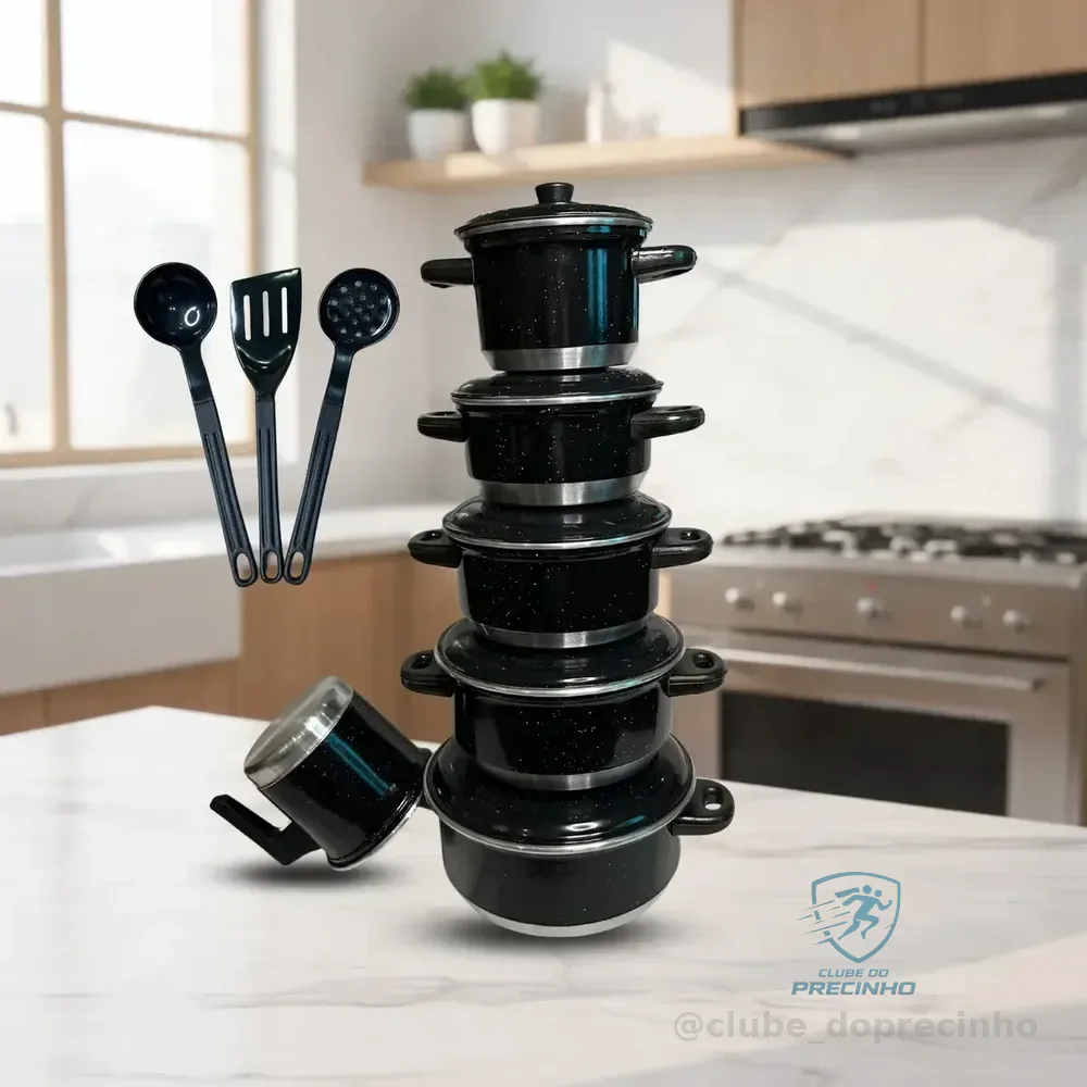 Jogo De Panelas Com 6 Peças + Cor Preto Pigmentado