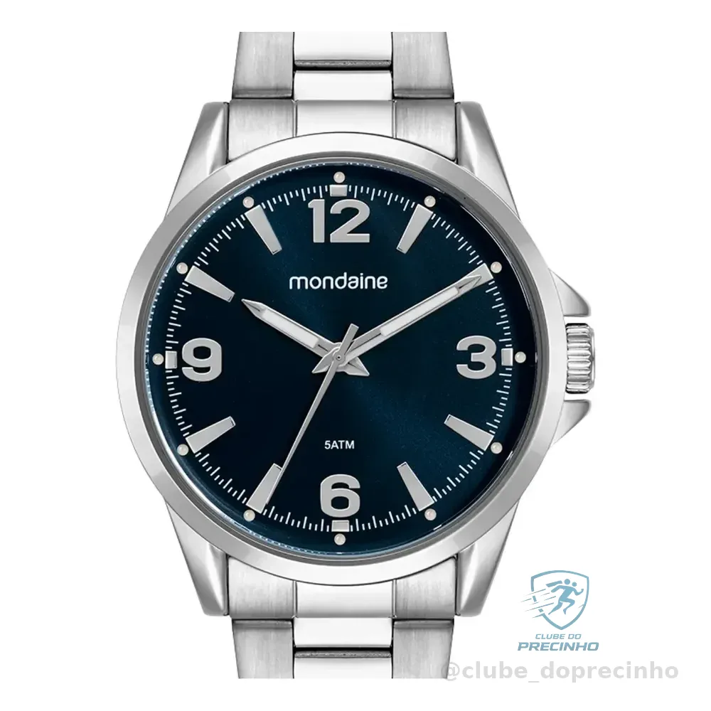 Relógio Mondaine Masculino Analógico Azul Prateado Azul