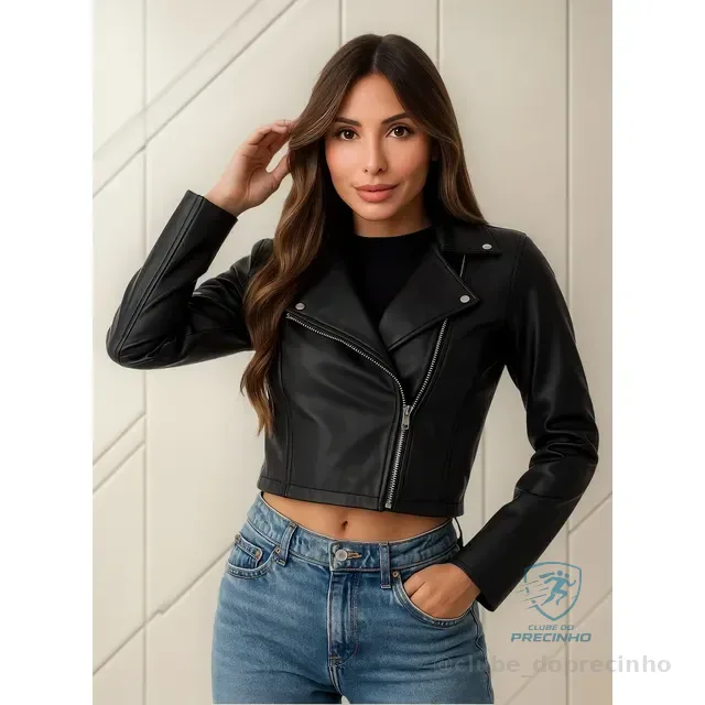 Jaqueta Feminina Courinho Com Zíper Gola Polo