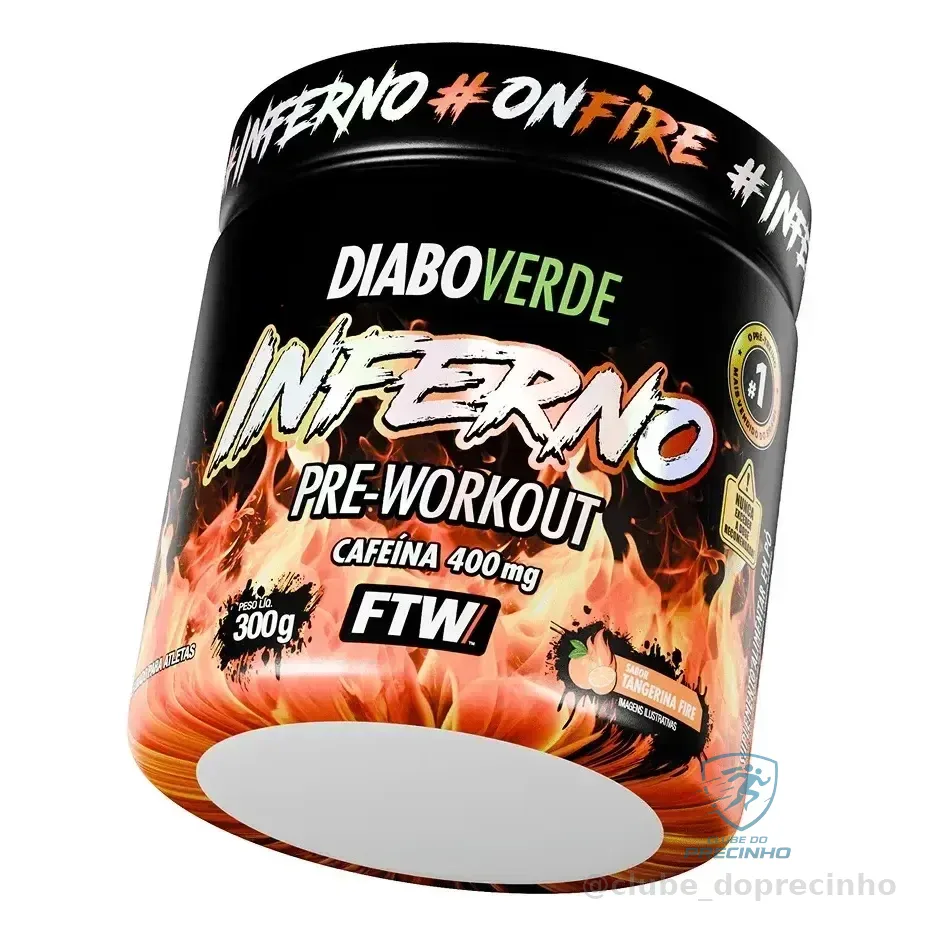 Pré Treino Pre Workout Diabo Verde Pote 300g Inferno Tangerina Fire
