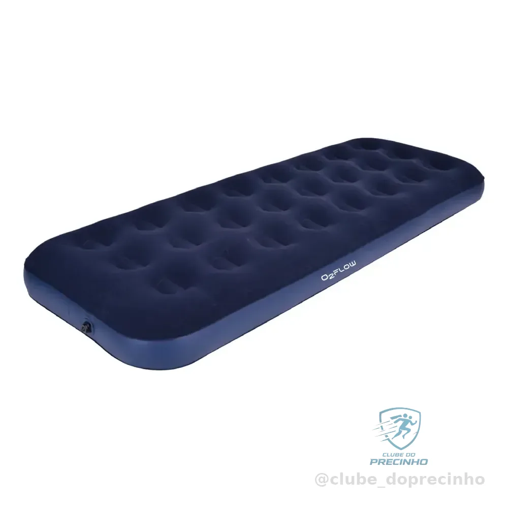 Colchão Inflável Solteiro Multiuso Aveludado O2flow Azul