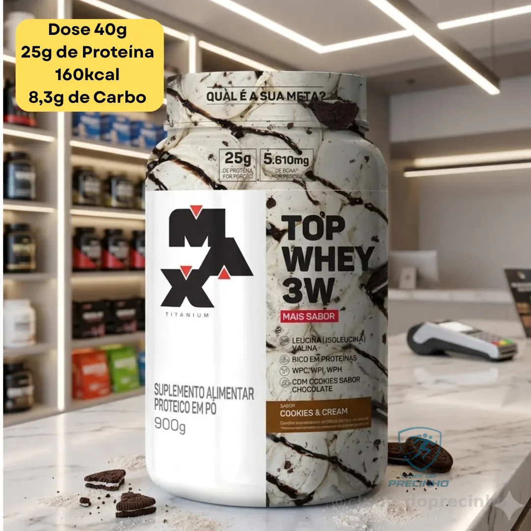Top Whey 3W (900g) - Sabor Mais Sabor - Cookies & Cream