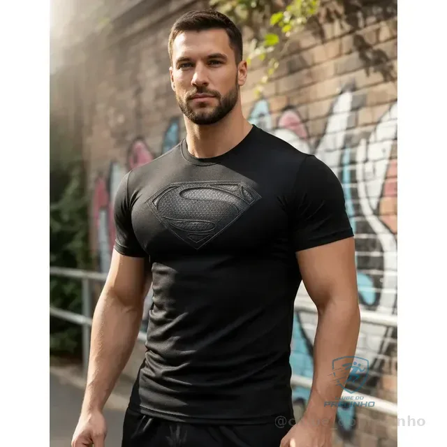 Camisa Slim Compressão Camiseta Super Man Proteção Uv50