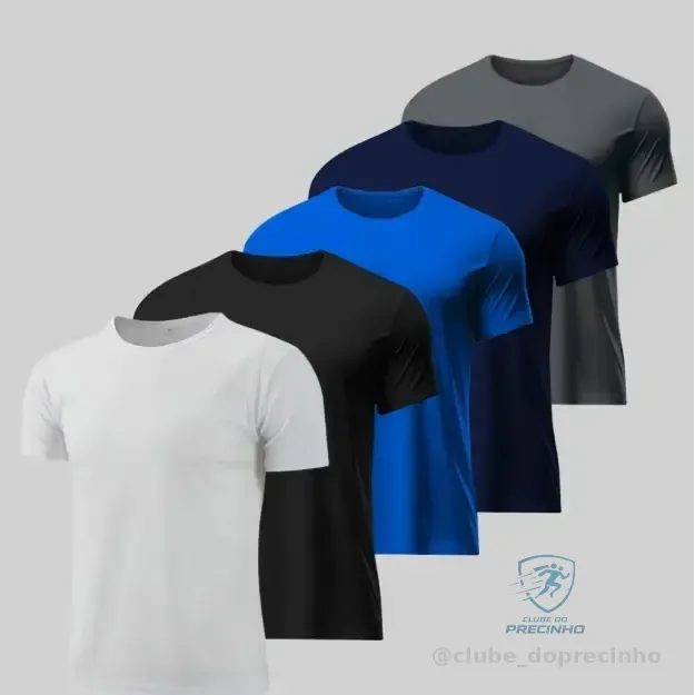 Kit 5 Camisetas Básicas Masculina Dry Fit - M