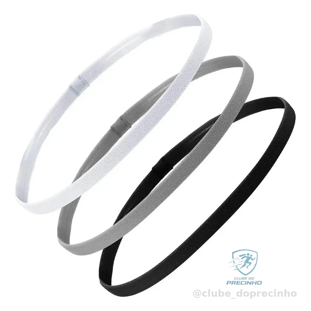 Kit 3 Faixas Cabelo Suor Headband Corrida Esporte Testa Yoga