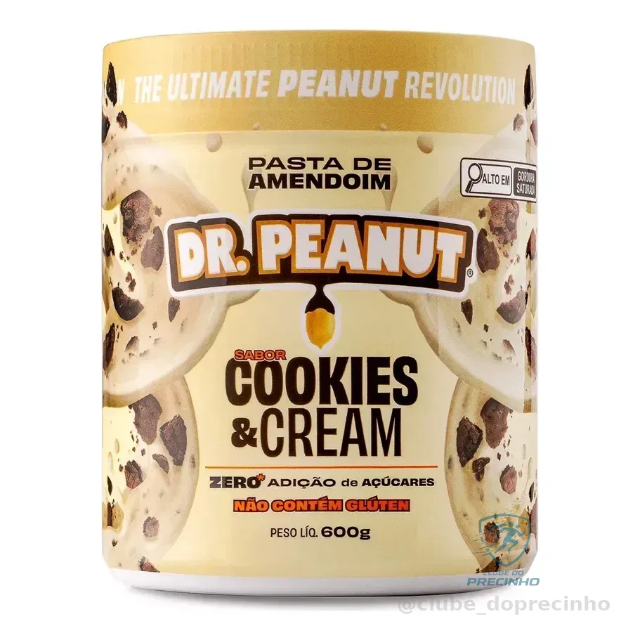 Pasta De Amendoim Dr. Peanut Sabor Cookies & Cream De 600g
