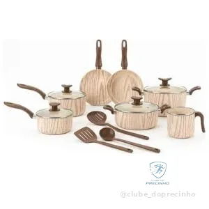 House Organizer Jogo de Panelas Antiaderente com Tampas de Vidro e Utensílios – 10 Peças (Sahara)