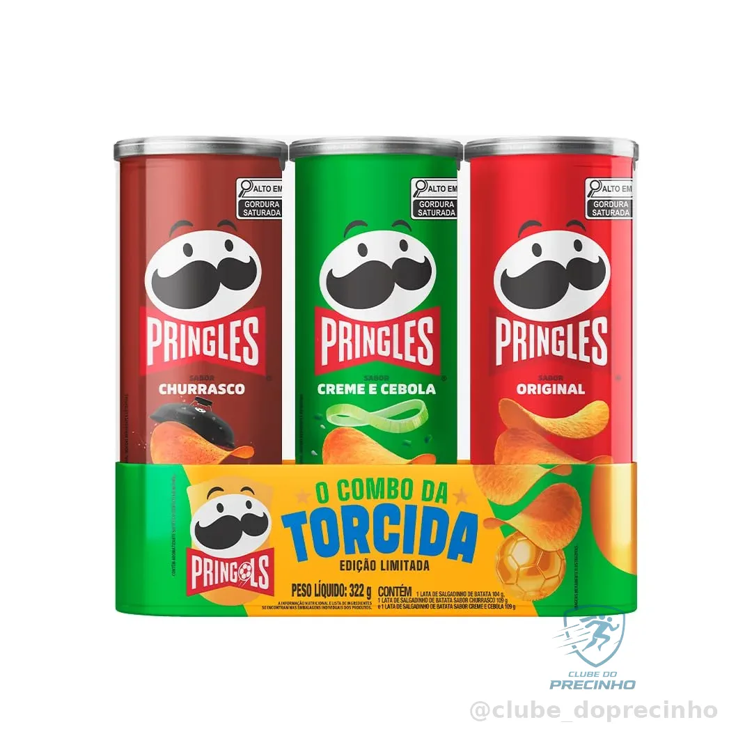 Salgadinho Batata Frita Pringles Tripack Festa do Futebol 322g