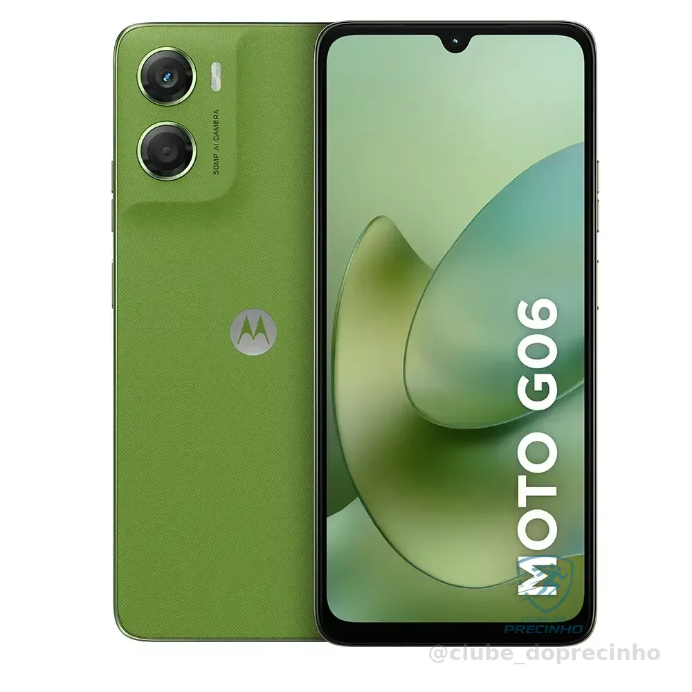 Smartphone Motorola Moto G06 - 128gb 12gb (4gb Ram + 8gb Ram Boost) E Camera 50mp Com Ai Bateria De 5.2 Ah Tela 6.9 Verde