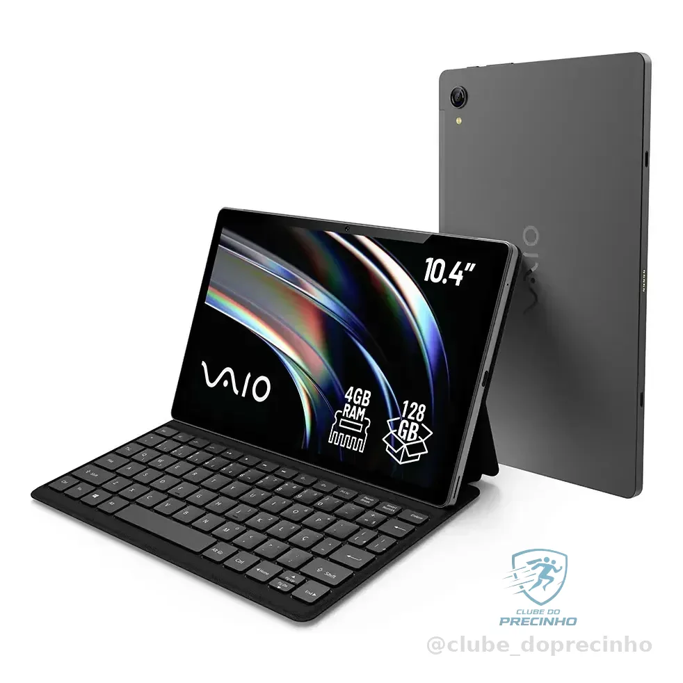 Tablet Vaio Tl10 4gb Ram 128gb Octa-core, Tela 10.4 2k, 4g Wifi Dual Band, Câmera 8mp + Selfie 5mp, 7000mah, Android 16, Com Teclado Magnético De Conexão Inteligente  Preto