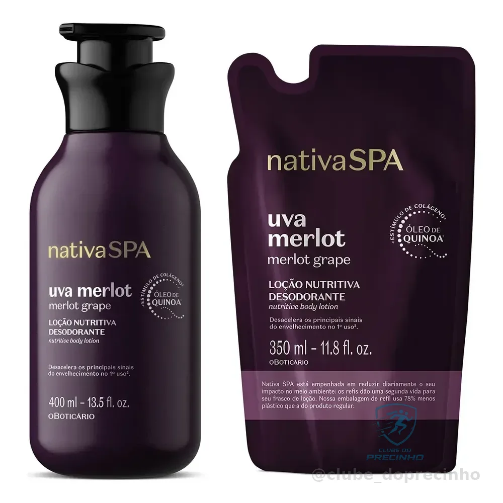 Combo Nativa Spa Uva Merlot: Loção Corporal 400ml + Refil 35