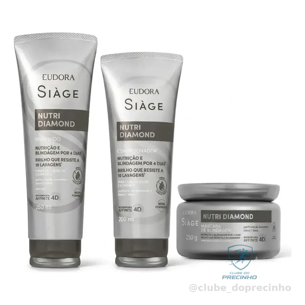 Combo Siàge Nutri Diamond Shampoo, Condicionador E Máscara