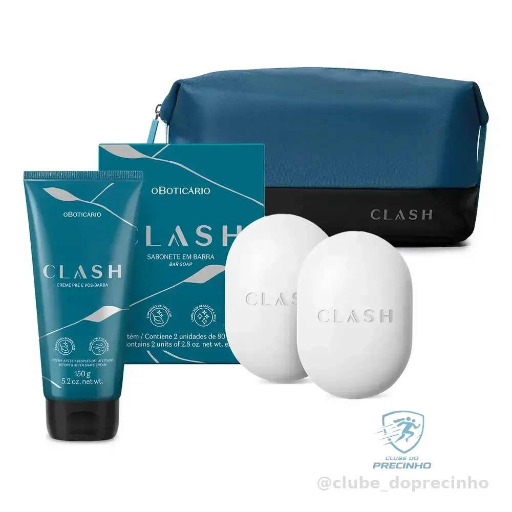 Clash: Creme Pré E Pós- Barba + Sabonete Em Barra 2x80g + Nécessarie