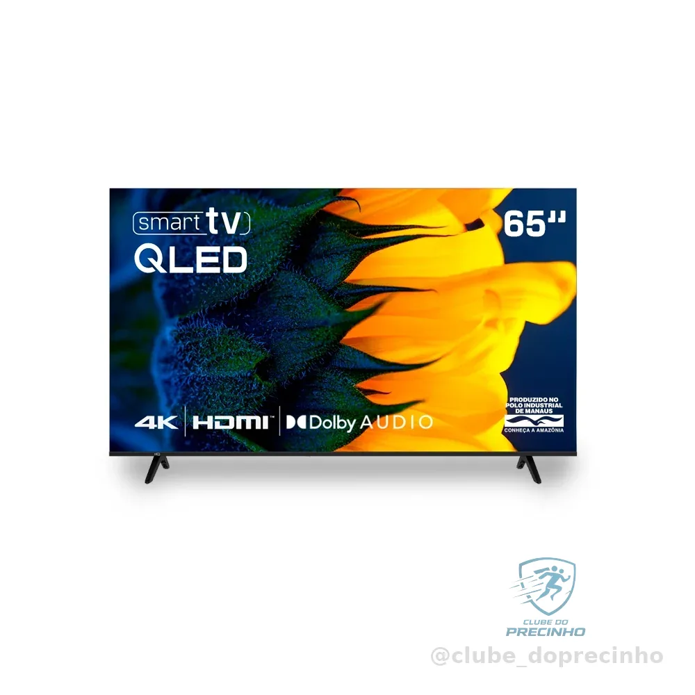Smart TV HQ QLED 65 Polegadas 4K Dolby Audio Wi-Fi Bluetooth 3 HDMI 2 USB RJ45 Netflix HQ-QLED65SM