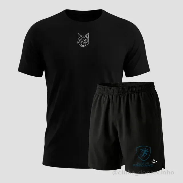 Kit Bermuda Lobo+camiseta Lobo Dry Fitness Academia Alpha