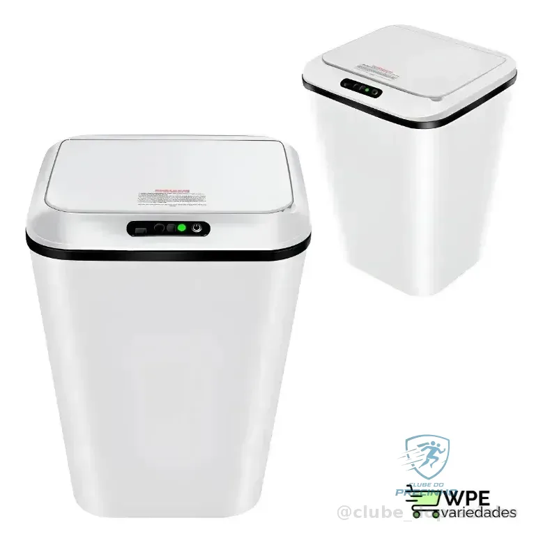 Lixeira Automática Sensor Inteligente Recarregável Usb Para Escritório E Casa Branco