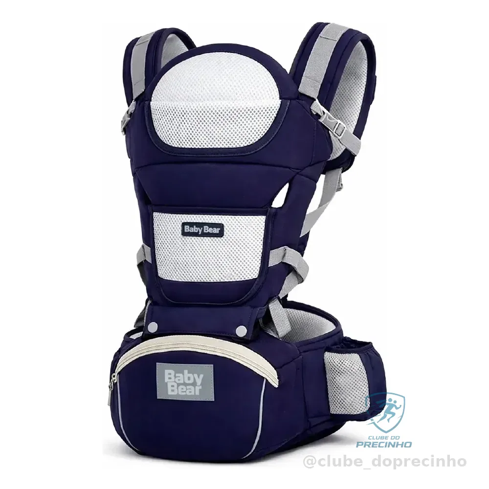 Canguru Ergonômico Baby Bear 12 Posições Azul Marinho Premium 4 Em 1