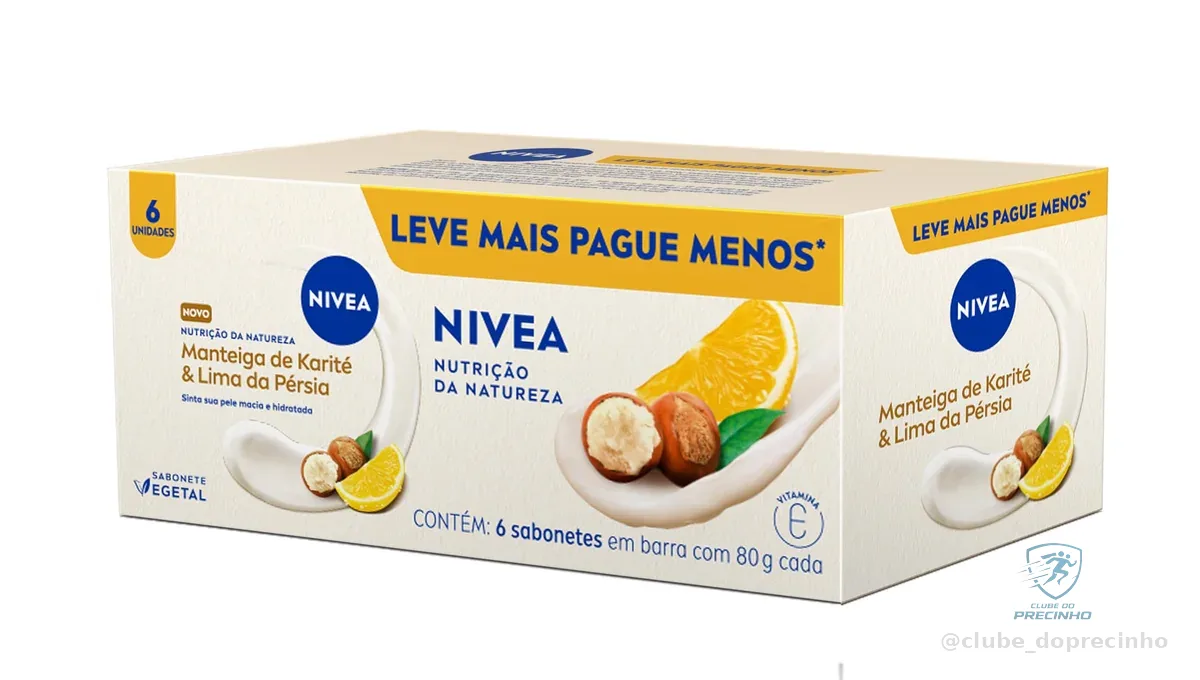 NIVEA Sabonete Vegetal Nutrição Da Natureza Manteiga De Karité & Lima Da Pérsia 80g 6 Unidades