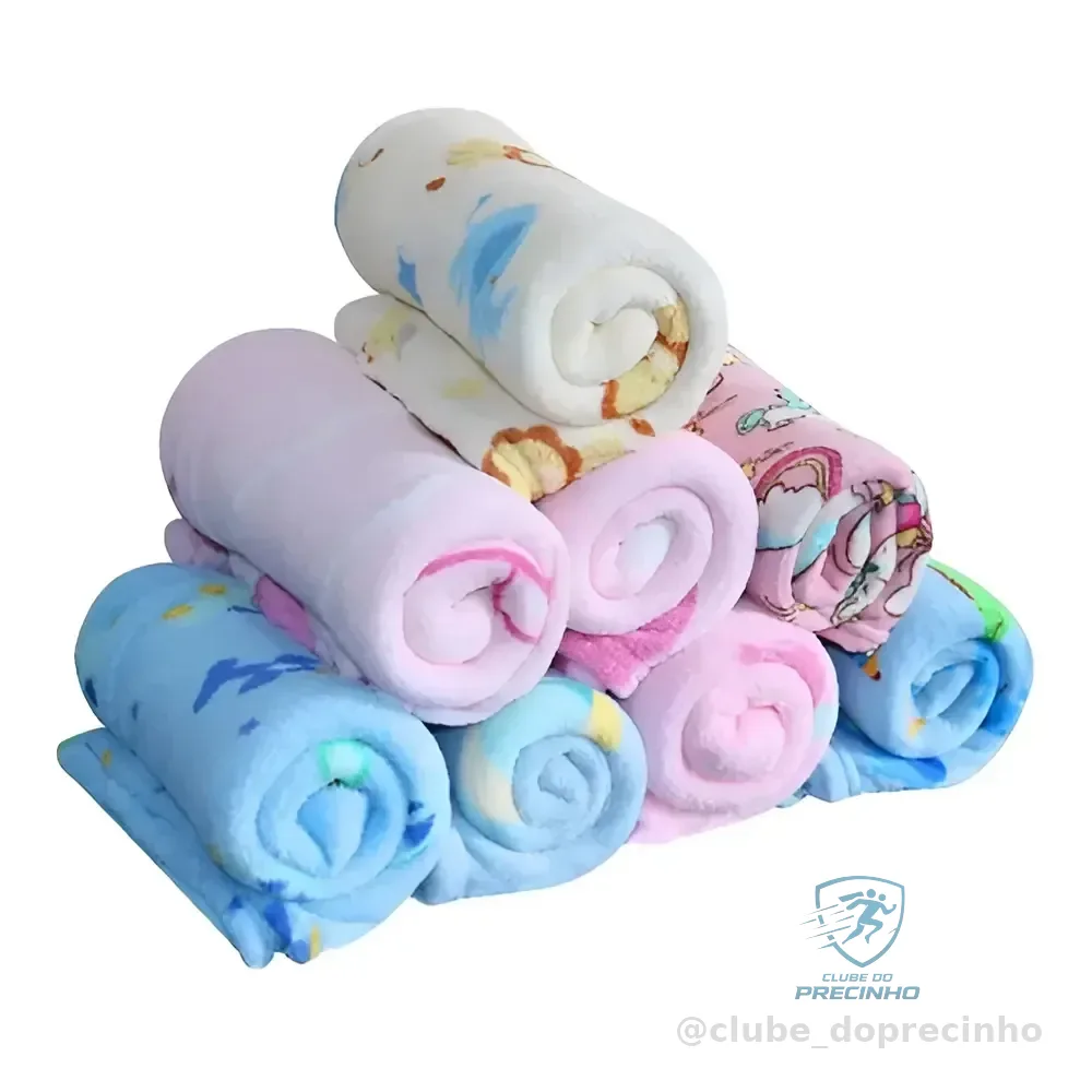 Kit 3 Mantas Cobertor Microfibra Infantil Bebê Estampada Cor Menino
