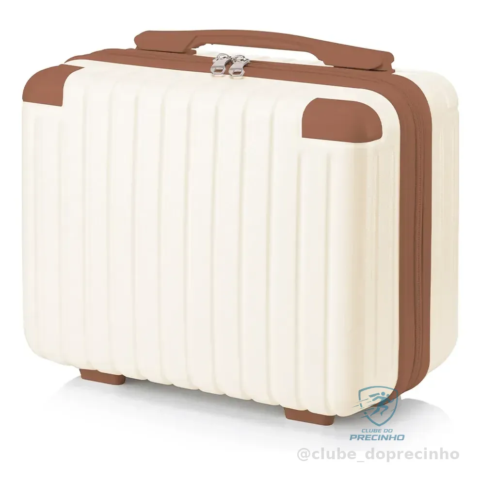 Frasqueiras De Viagem Necessaire Abs Rígido Maleta De Mão 93 Bege/marrom G-35cm