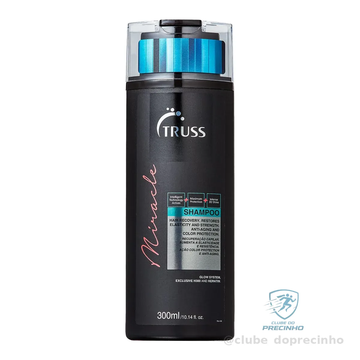 Truss Shampoo Miracle | Limpeza Suave e Reconstrução com Brilho 3D e Ação Anti-Aging | 300ml