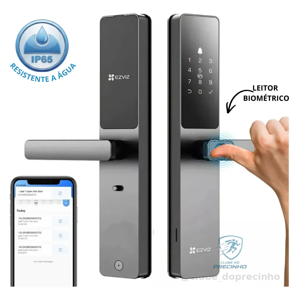 Fechadura Digital Inteligente Ezviz DL05 Biometria, Senha e Campainha Integrada