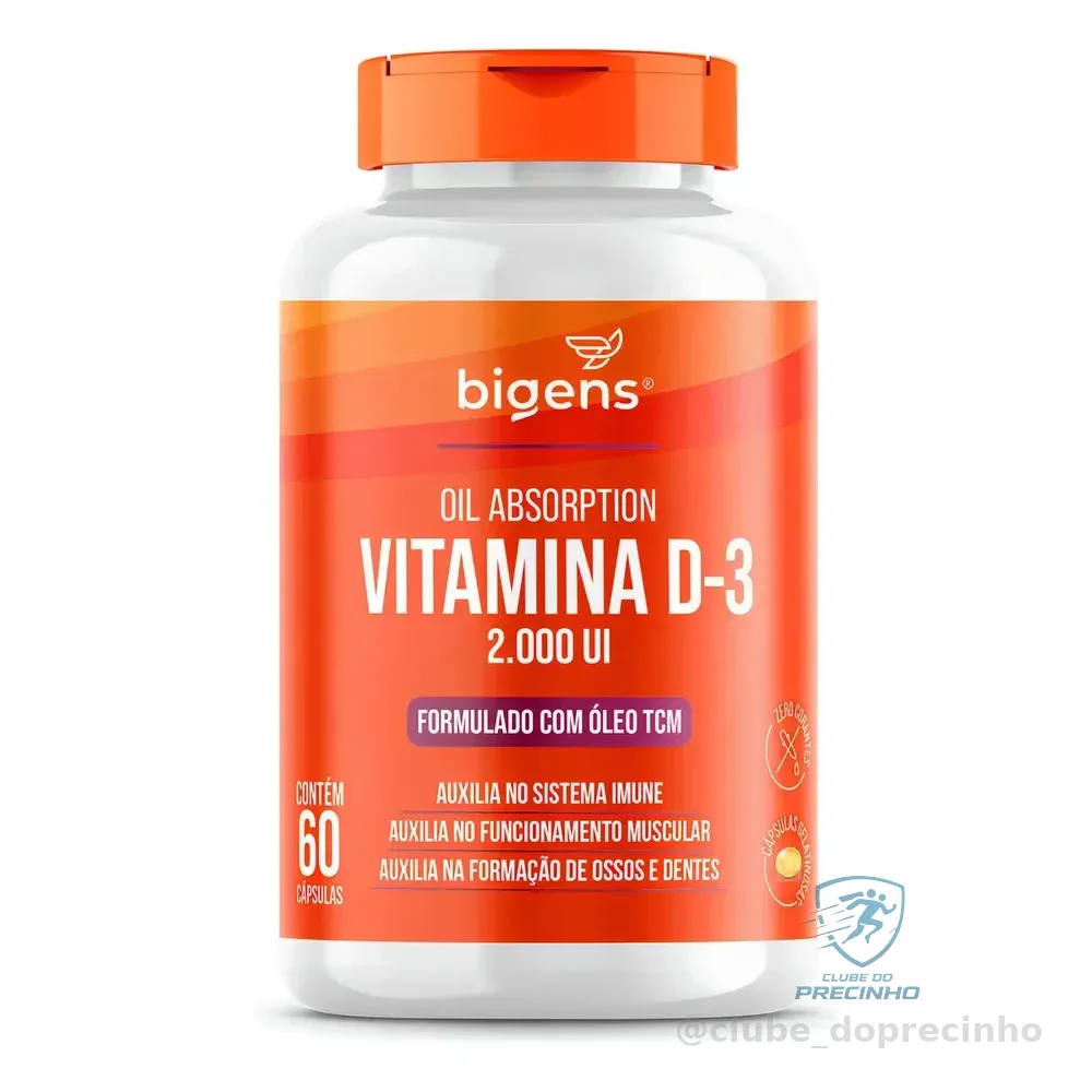 Vitamina D3 2000ui Bigens Premium Com Óleo Tcm 60 Cápsulas Neutro