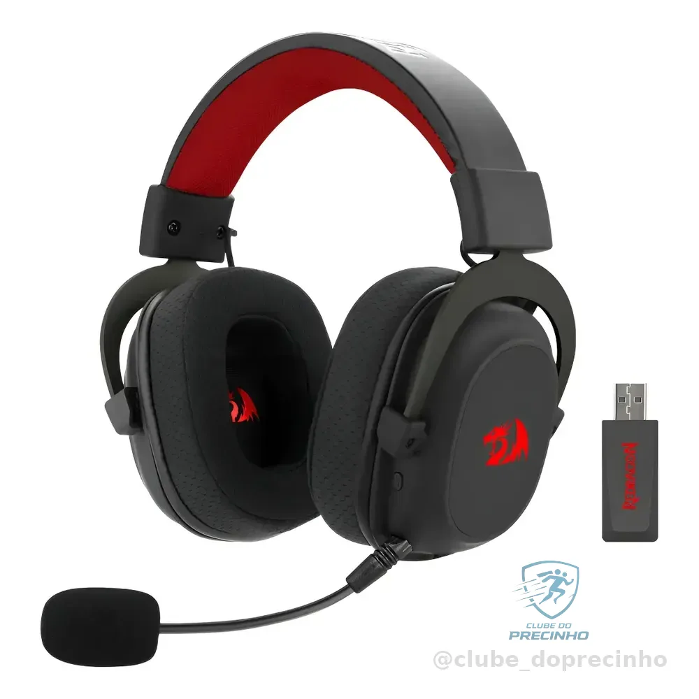 Headset Gamer Redragon H510-pro Zeus Rgb Wireless 7.1 53mm P Preto