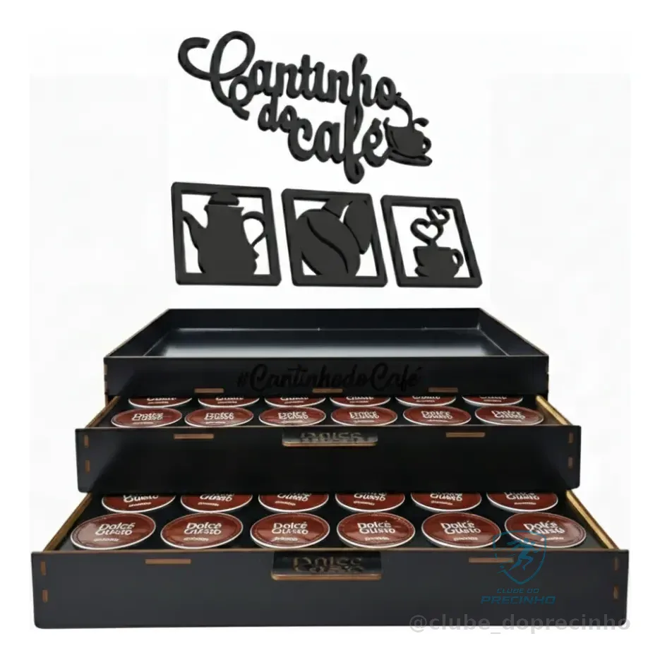 Bandeja Porta Cápsulas Dolce Gusto Placa Cantinho Café Preto