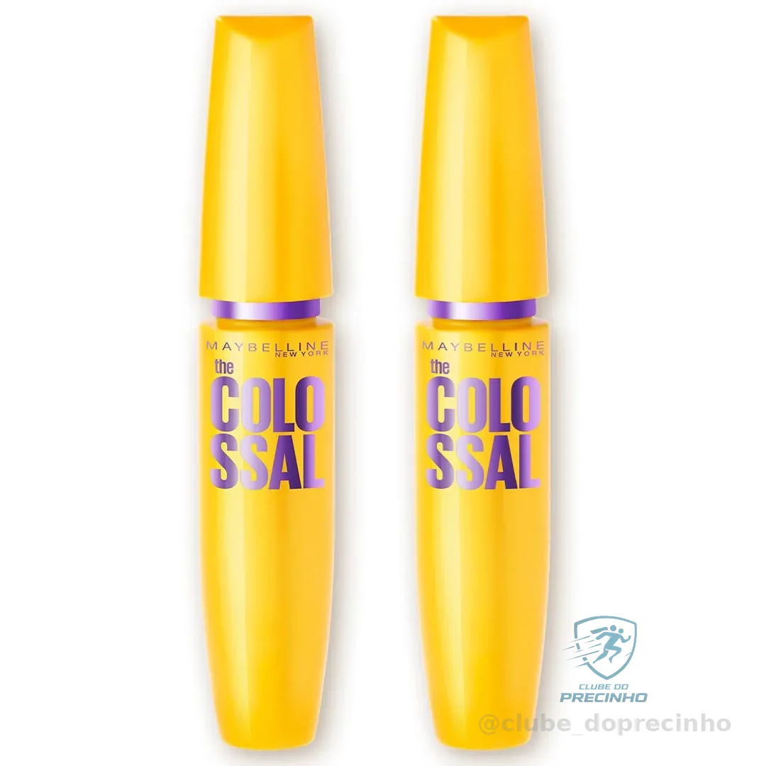 Maybelline NY The Colossal Volum' Express, Kit Máscaras de Cílios, Volume Colossal, Remoção Instantânea com Água, Fórmula com Colágeno, Cor Preto, 2 Unidades