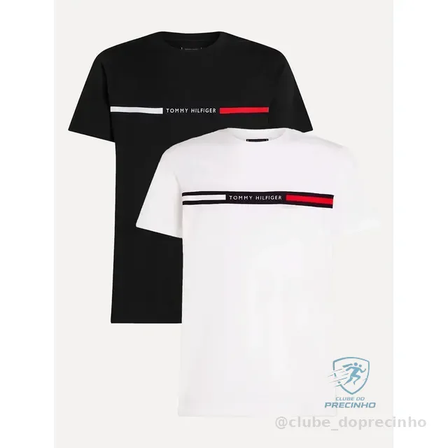 Kit Camisetas Tommy Hilfiger Chest Insert Branca/preta 2un