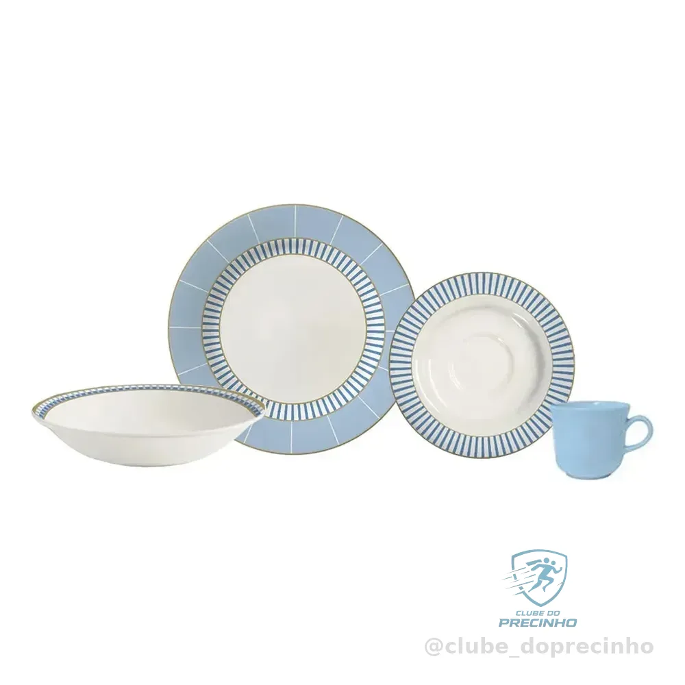 Aparelho De Jantar Ester Azul Cerâmica 16 Peças Azul-claro