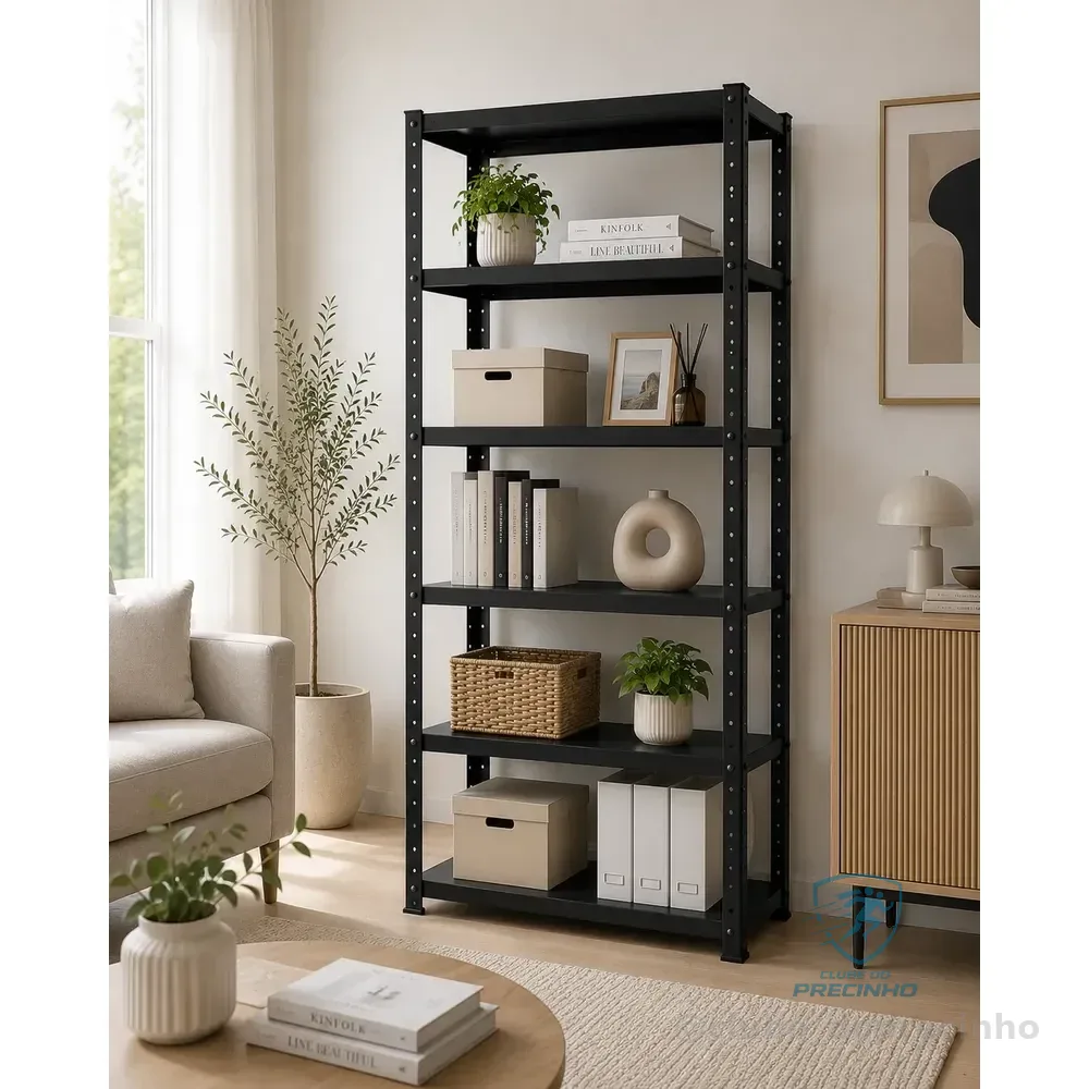 Estante Armário De Aço 6 Bandejas 60cm Na Cor Preta Preto