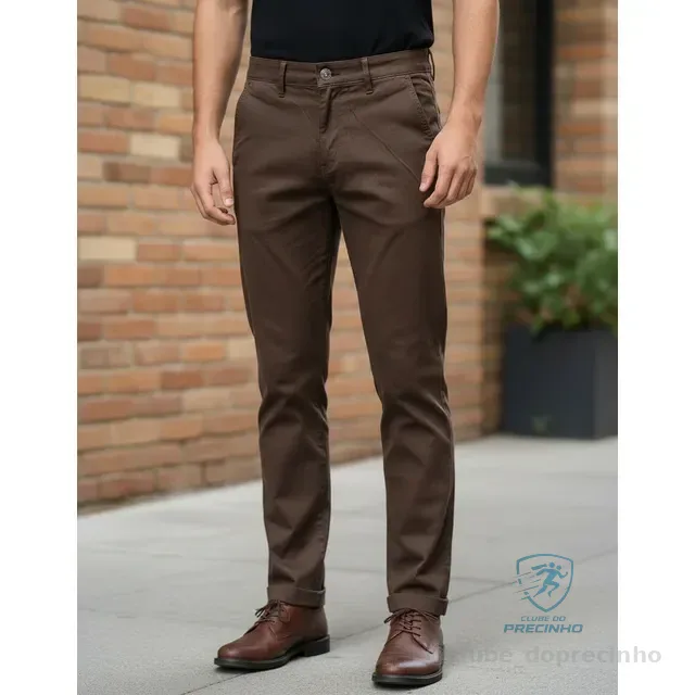 Calça Sarja Masculina Alfaiataria Bolso Faca Tradicional