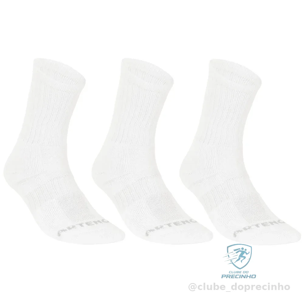 Kit 3 Pares de Meias Adulta de Algodão RS500 Cano Alto Artengo Branca