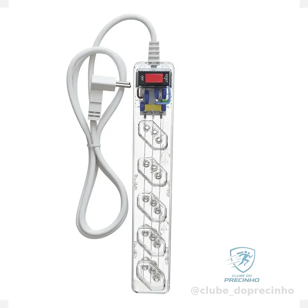 Protetor Elétrico Clamper Iclamper Energia 5 Com Tecnologia Lcf Para 5 Tomadas Transparente