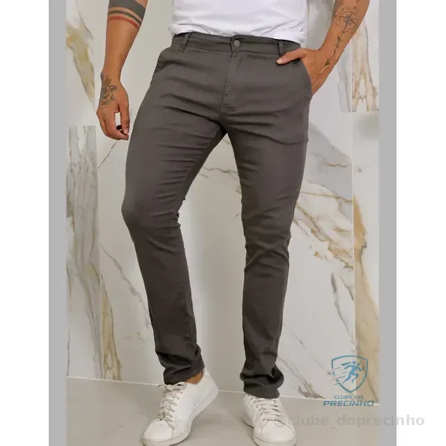 Calça Masculina Sarja Premium Esporte Fino Bolso Faca Lycra